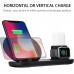 3 in 1 Qi Wireless Fast Charging Stand for iPhone 8/ 8Plus/ X/ Xr/ Xs/ Xs Max, Apple Watch 1/ 2/ 3/ 4, and Airpods support